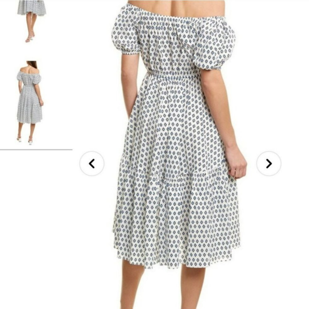 CAROLINE CONSTAS |  NWOT Bardot Flounce Midi Puff Sleeve DesignerDress (Size S) - Picture 6 of 14